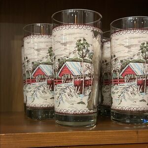 Johnson Brothers Scenic Glass Tumblers - Red and Green